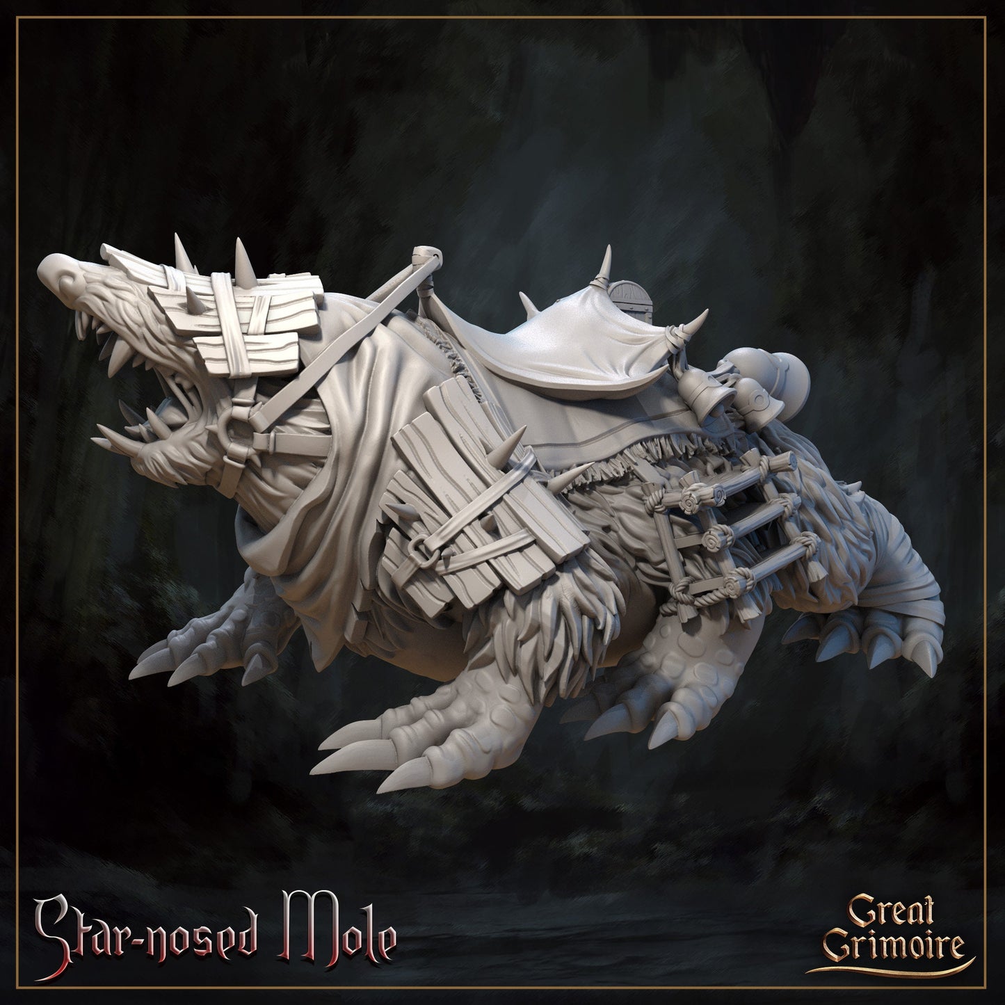 Star-Nosed Mole Riders | Horrors of the Underground | D&D Tabletop Miniature | Great Grimoire