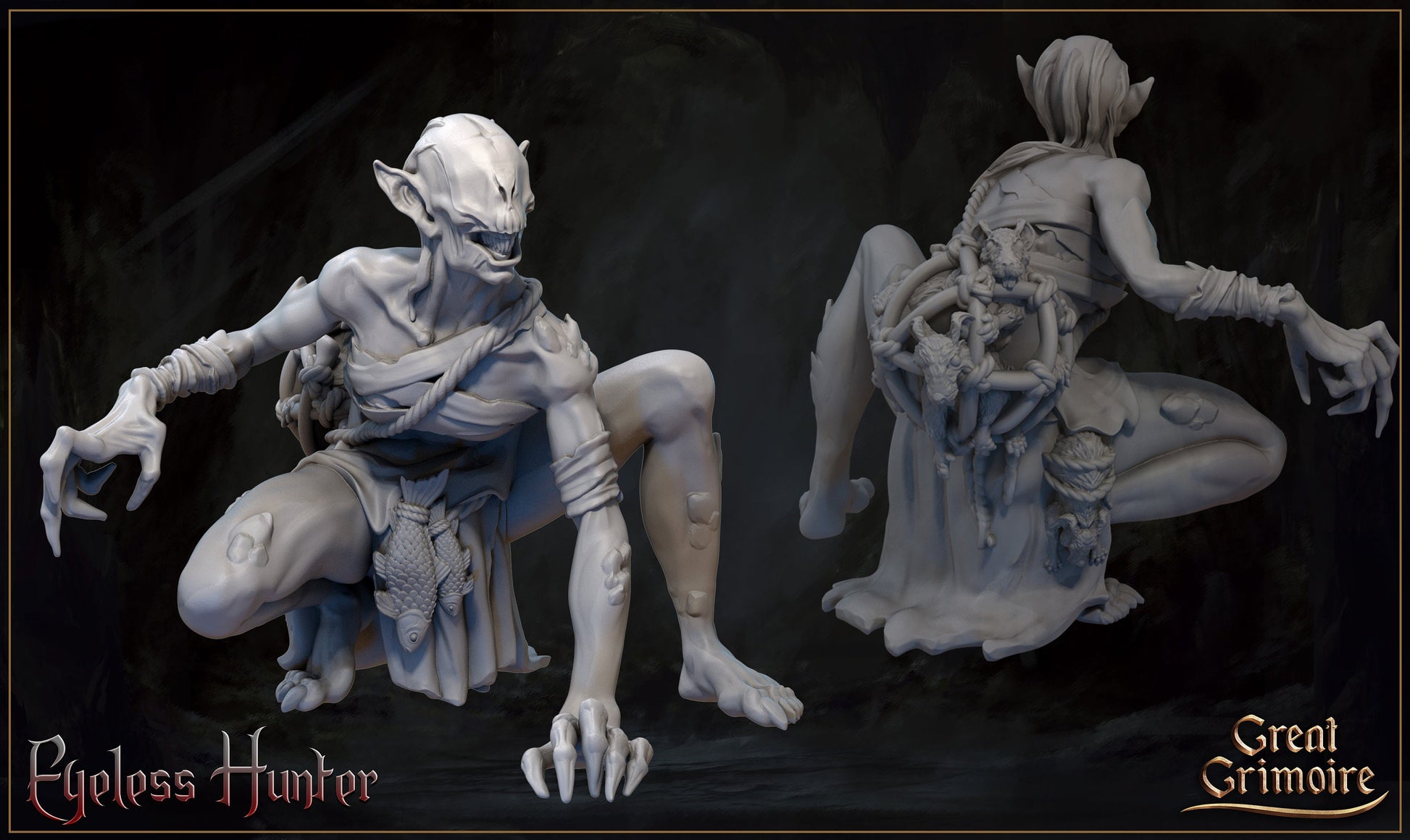 The Exiled and the Eyeless | Horrors of the Underground | D&D Tabletop Miniature | Great Grimoire