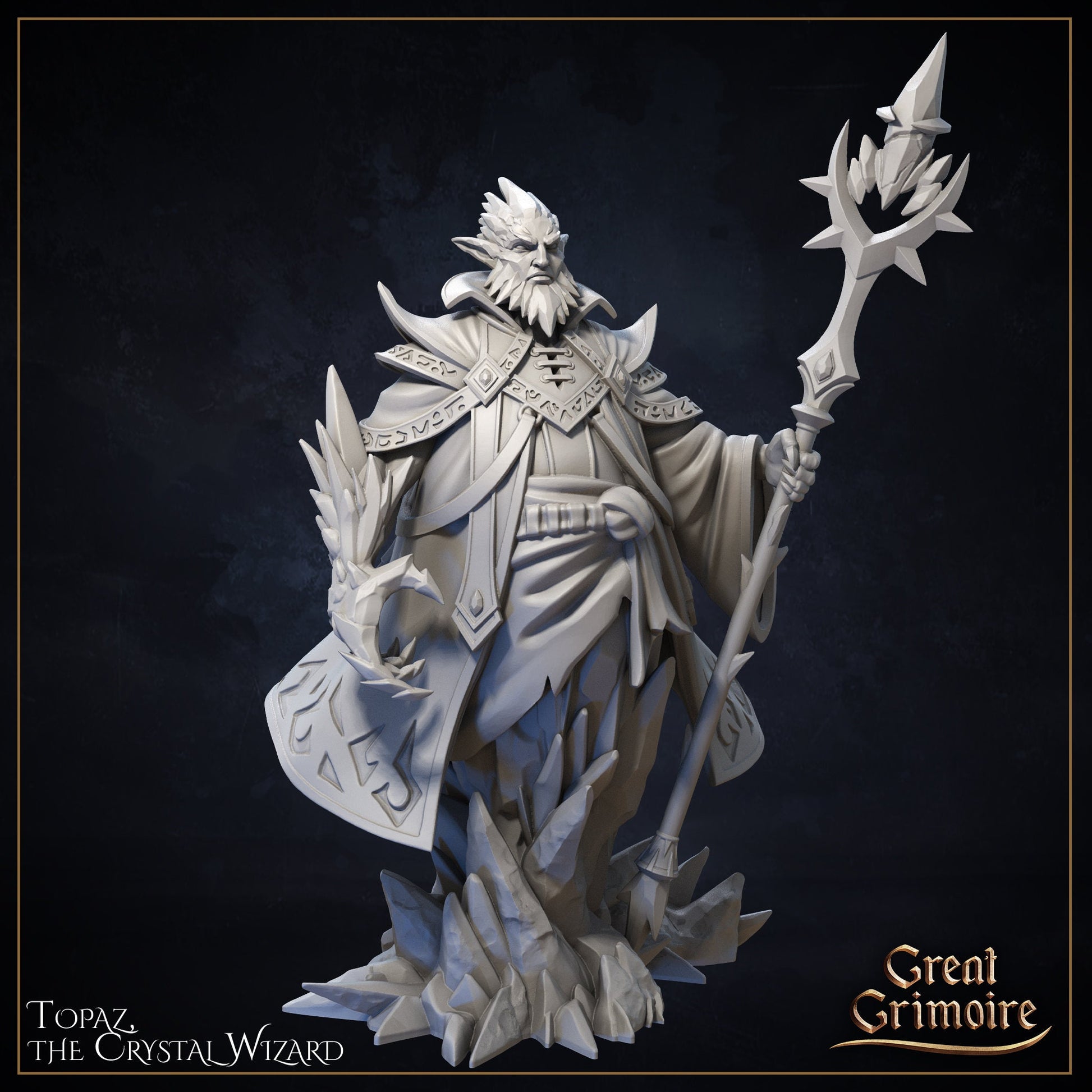 Topaz the Crystal Wizard | Elemental Awakening | D&D Tabletop Miniature | Great Grimoire