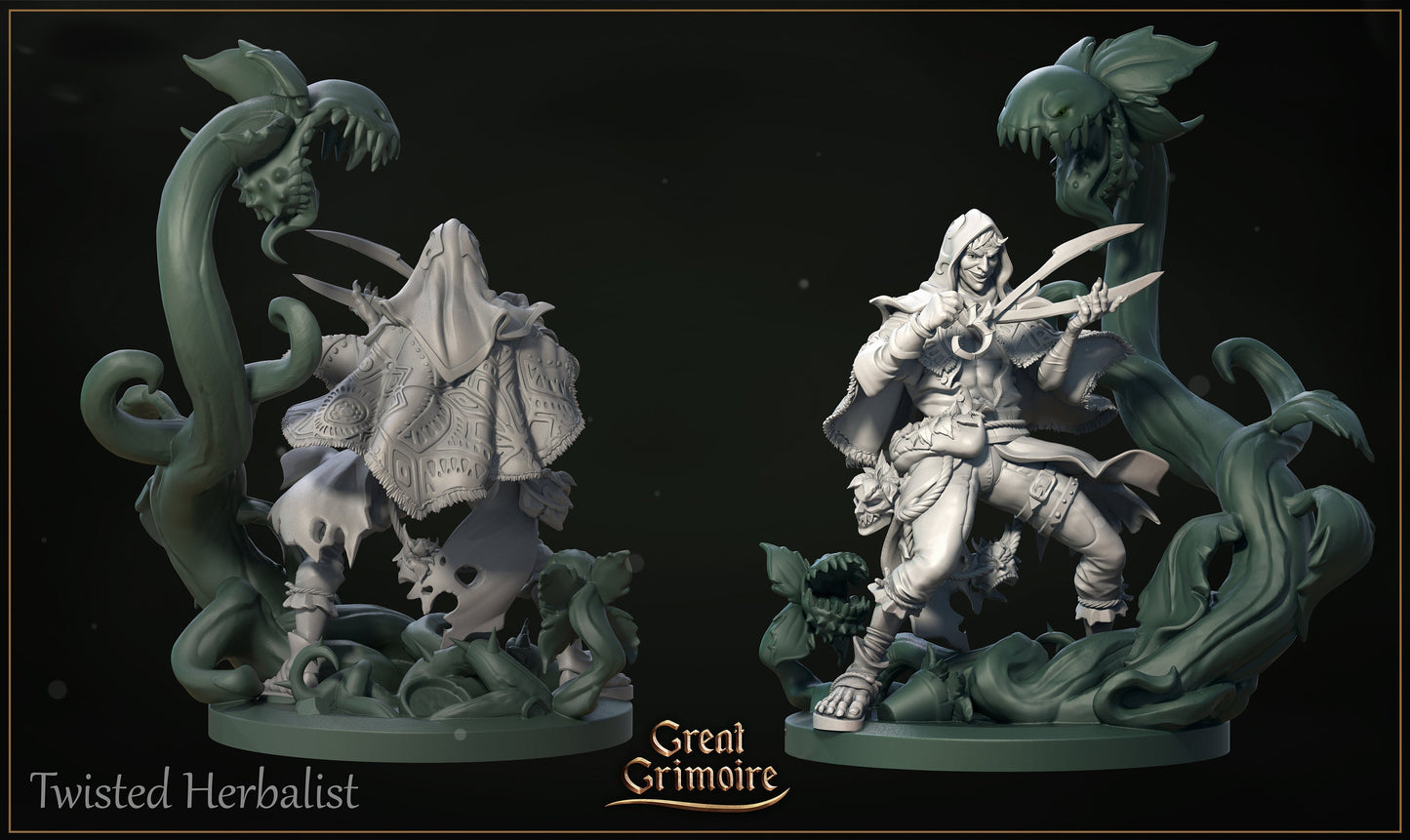 Twisted Herbalist With Carnivorous Plant | Lodge of the Dark Arts | Tabletop Gaming Miniature | Great Grimoire