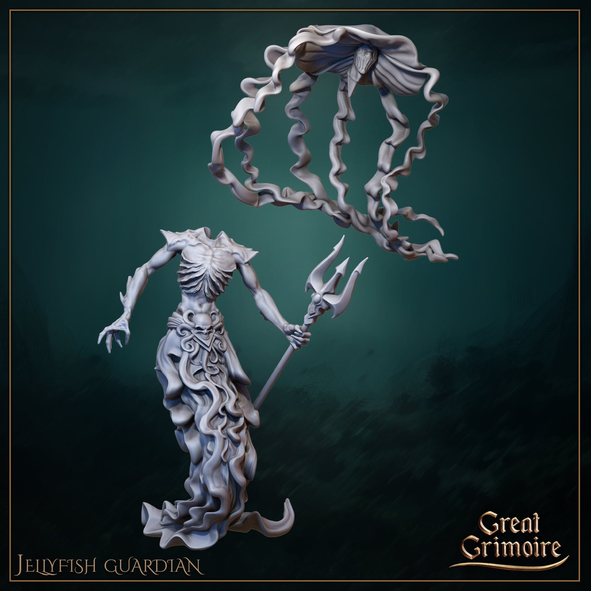 Underwater Sentinels, Jellyfish Warriors | Gathering Storm | D&D Tabletop Miniature | Great Grimoire