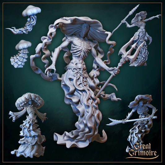 Underwater Sentinels, Jellyfish Warriors | Gathering Storm | D&D Tabletop Miniature | Great Grimoire