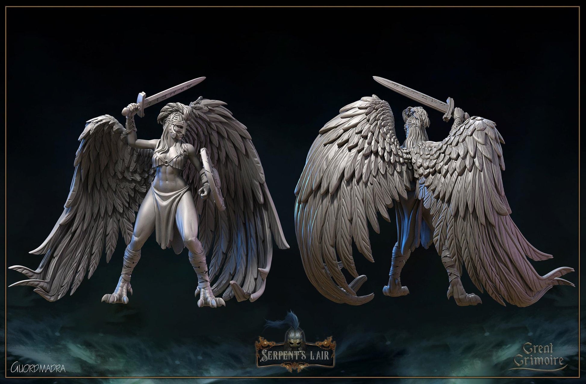 Valkyries, Choosers of the Slain | Serpents Lair | Tabletop Gaming Miniature | Great Grimoire