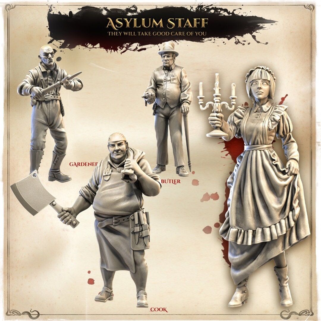 Asylum Staff, Normal and Nightmare | Wicked Hills Asylum | D&D TTRPG Miniature | Great Grimoire