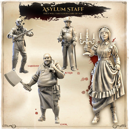 Asylum Staff, Normal and Nightmare | Wicked Hills Asylum | D&D TTRPG Miniature | Great Grimoire
