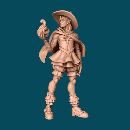 Hugh a Mage in a Dress | D&D TTRPG Miniature | Awkward Penguin Minis