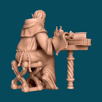 Vessa an Elven Scribe | D&D TTRPG Miniature | Awkward Penguin Minis