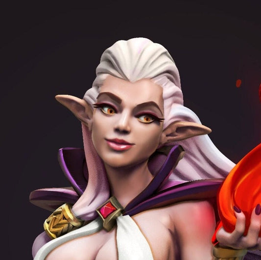 Witch, Elf Enchantress | TTRPG D&D Miniature | Great Grimoire | Unpainted, Unplated Resin 8k