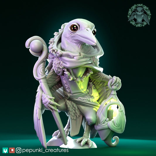Kingfisher Druid | Tabletop or Display Scale | D&D Humblewood TTRPG Miniature | Pepunki Creatures