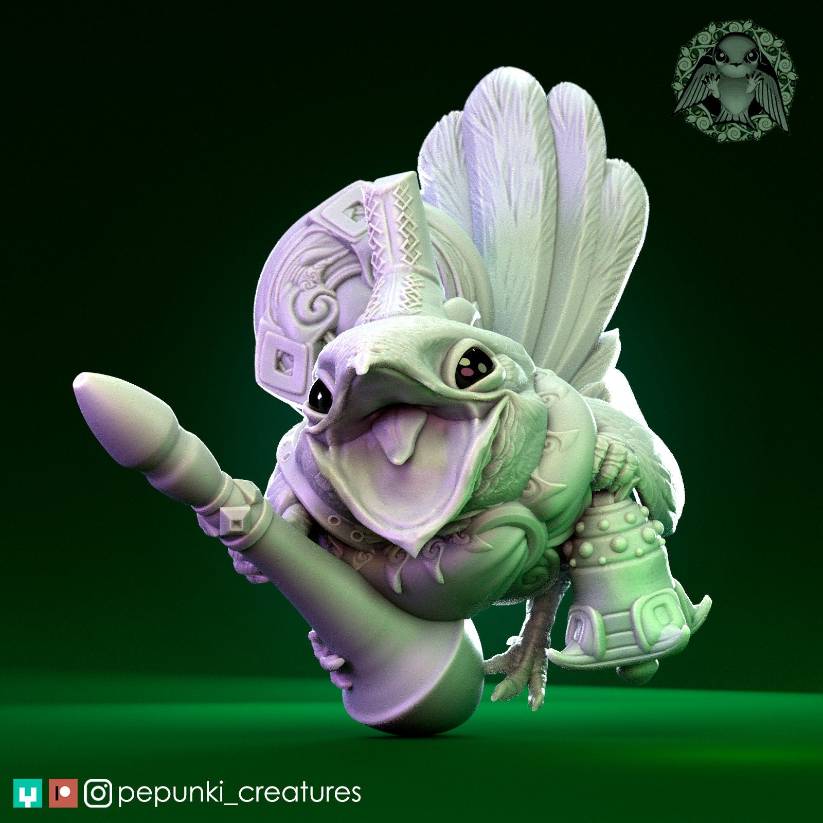 Herald Nightjar | Tabletop or Display Scale | D&D Humblewood TTRPG Miniature | Pepunki Creatures