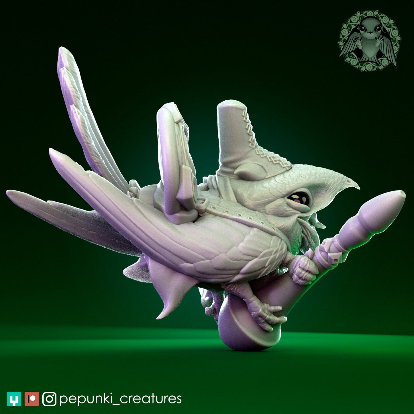 Herald Nightjar | Tabletop or Display Scale | D&D Humblewood TTRPG Miniature | Pepunki Creatures