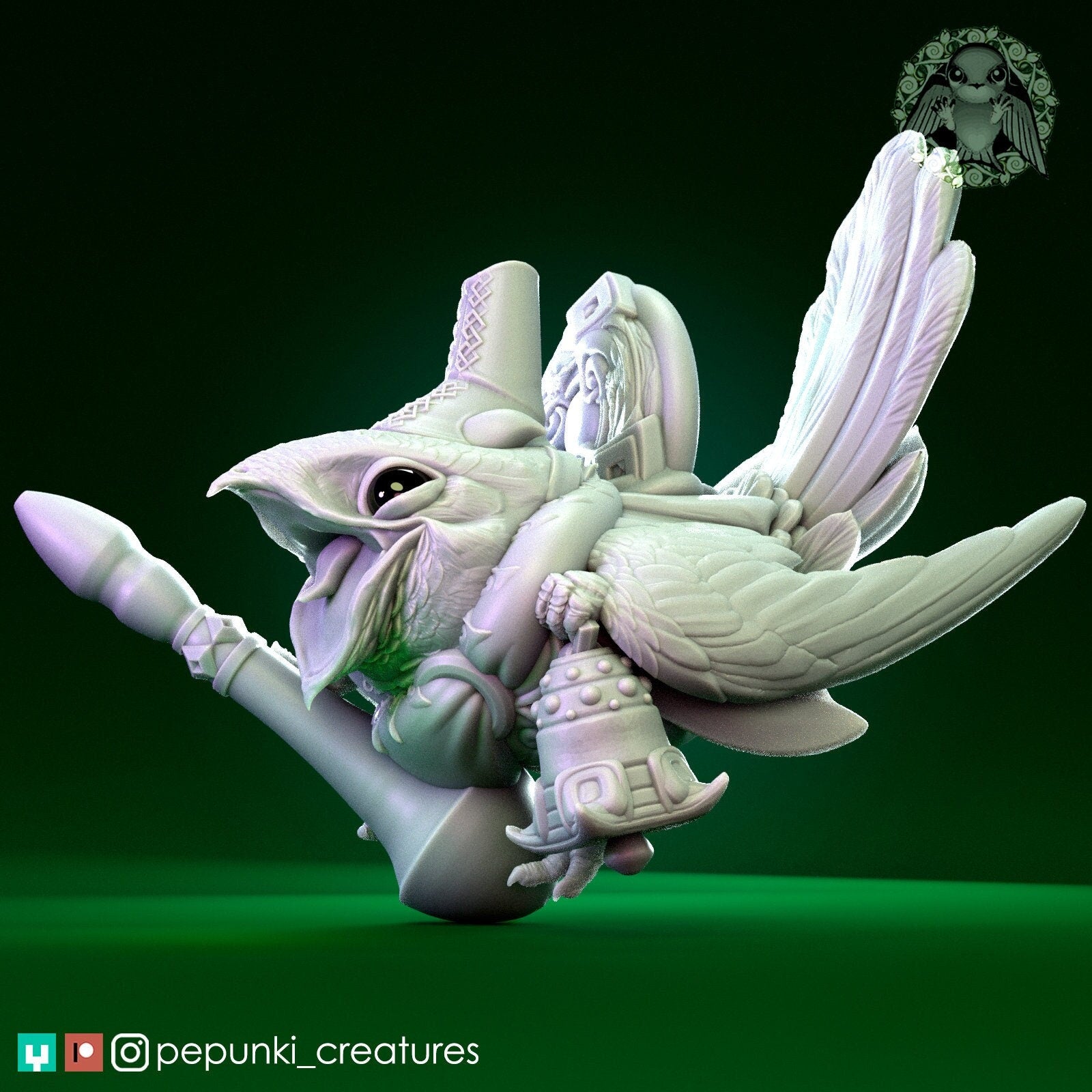 Herald Nightjar | Tabletop or Display Scale | D&D Humblewood TTRPG Miniature | Pepunki Creatures