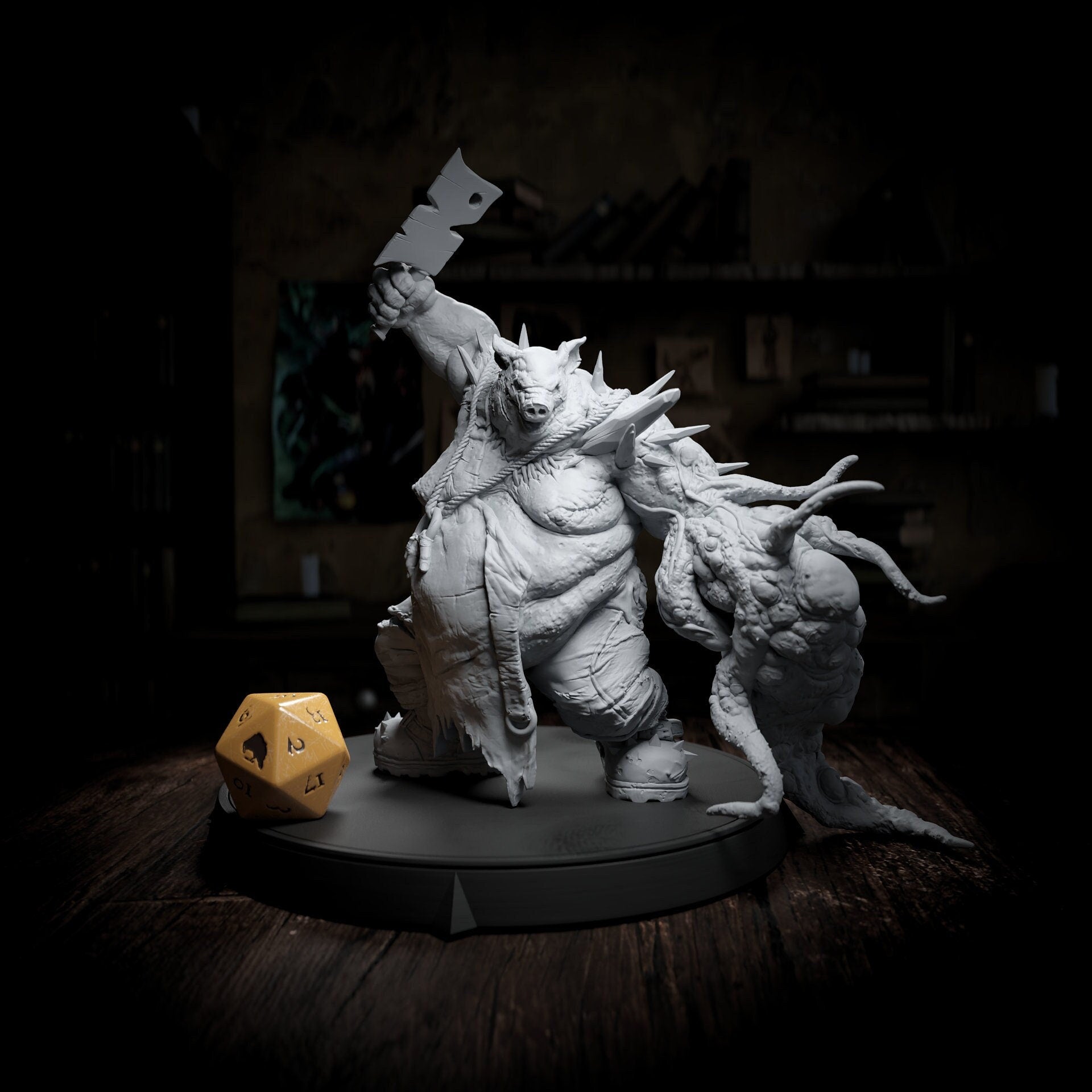 Boarhog Butcher, Horror Enemy | Tabletop or Display Scale | TTRPG D&D Miniature | Cripta Studios