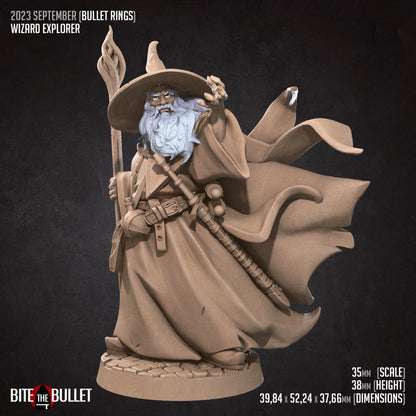 Bullet Rings, Wizard, Fellowship Explorers | TABLETOP SCALE | TTRPG Miniature | Bite the Bullet | Unpainted, Unplated Resin 8k