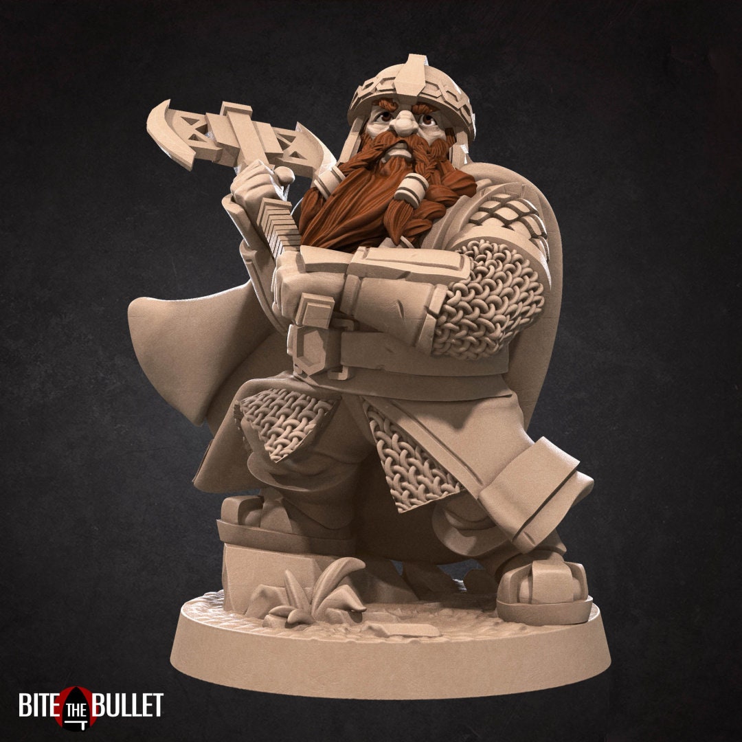 Bullet Rings, Dwarf Explorer, Fellowship Explorers | TABLETOP SCALE | TTRPG Miniature | Bite the Bullet | Unpainted, Unplated Resin 8k