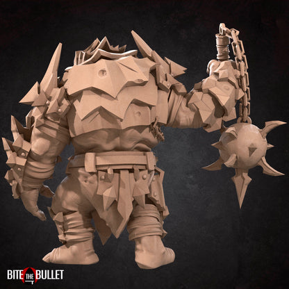 Unpainted resin miniature of Bullet Rings Cave & Battle Troll, Mines Monsters for tabletop RPG by Tattles Told 3D.