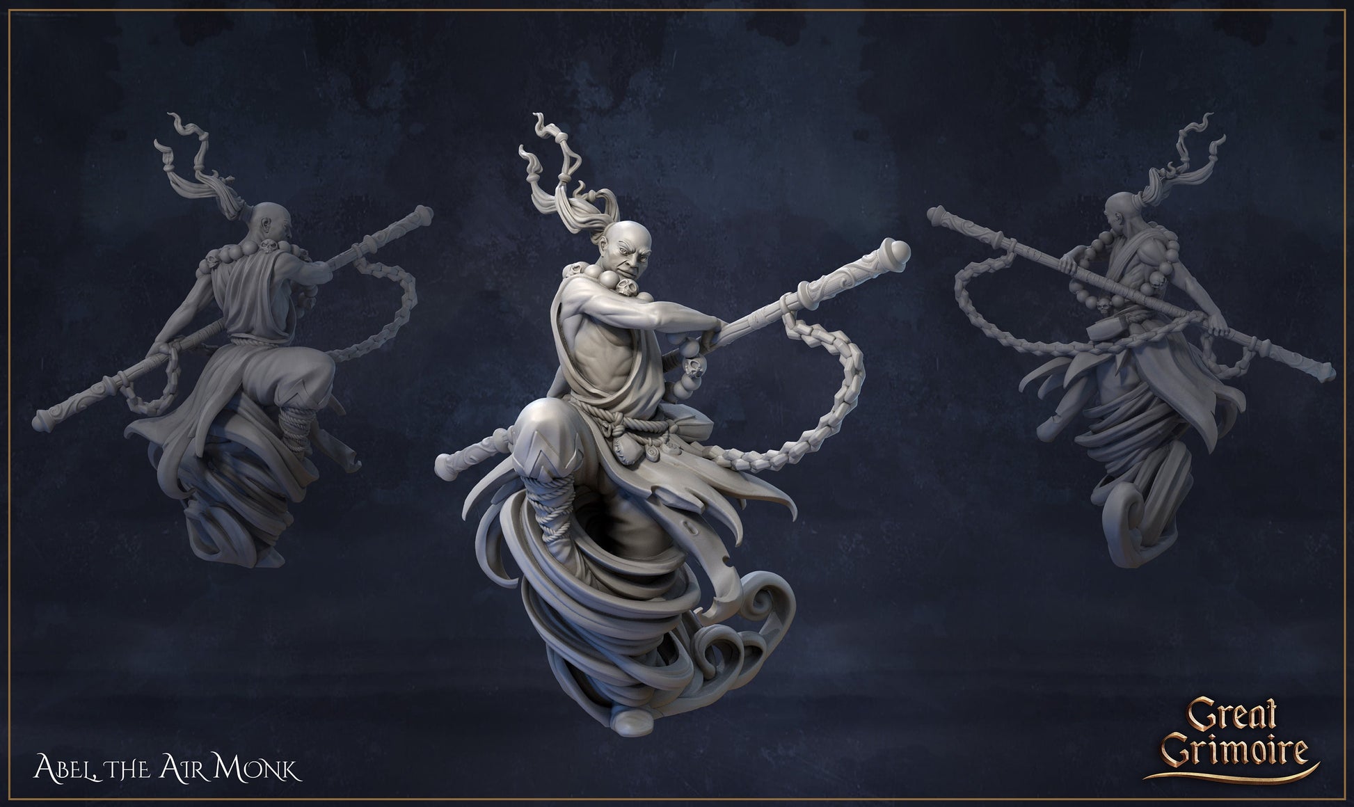 Abel the Air Monk | Elemental Awakening | D&D Tabletop Miniature | Great Grimoire