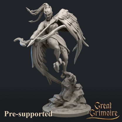 Battle, Harpy vs. Siren | TTRPG Miniature | Great Grimoire | Unpainted, Unplated Resin 8k
