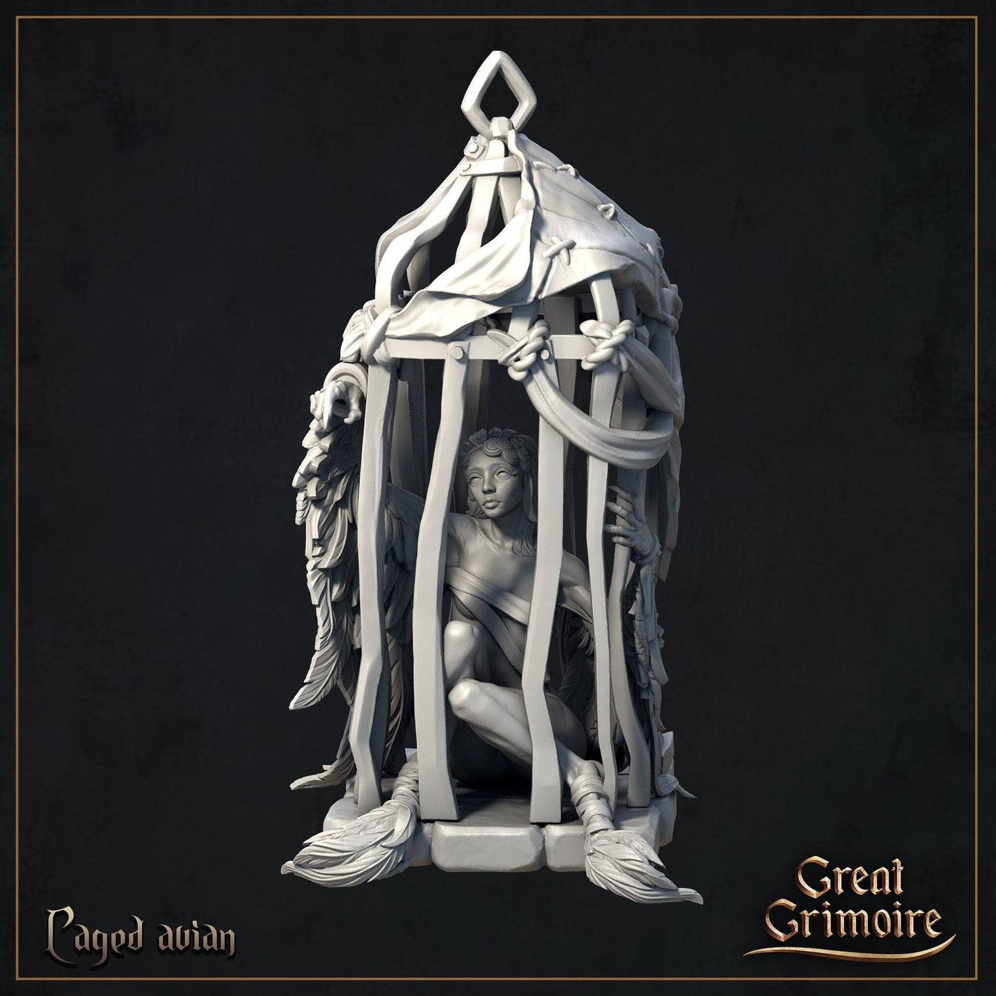 Caged Avian | Curse of the Celestial Children | D&D Tabletop Miniature | Great Grimoire