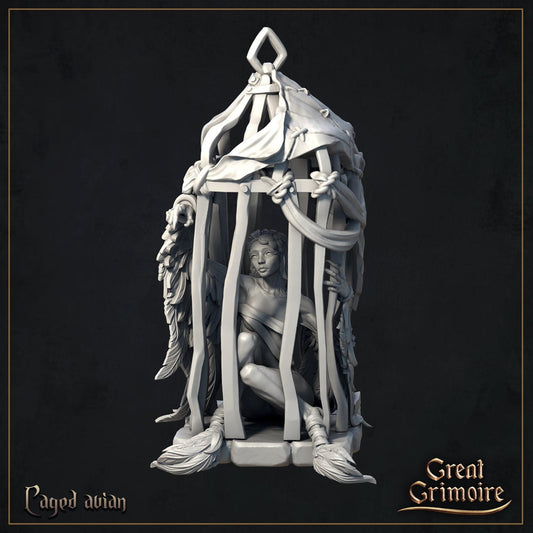 Caged Avian | Curse of the Celestial Children | D&D Tabletop Miniature | Great Grimoire