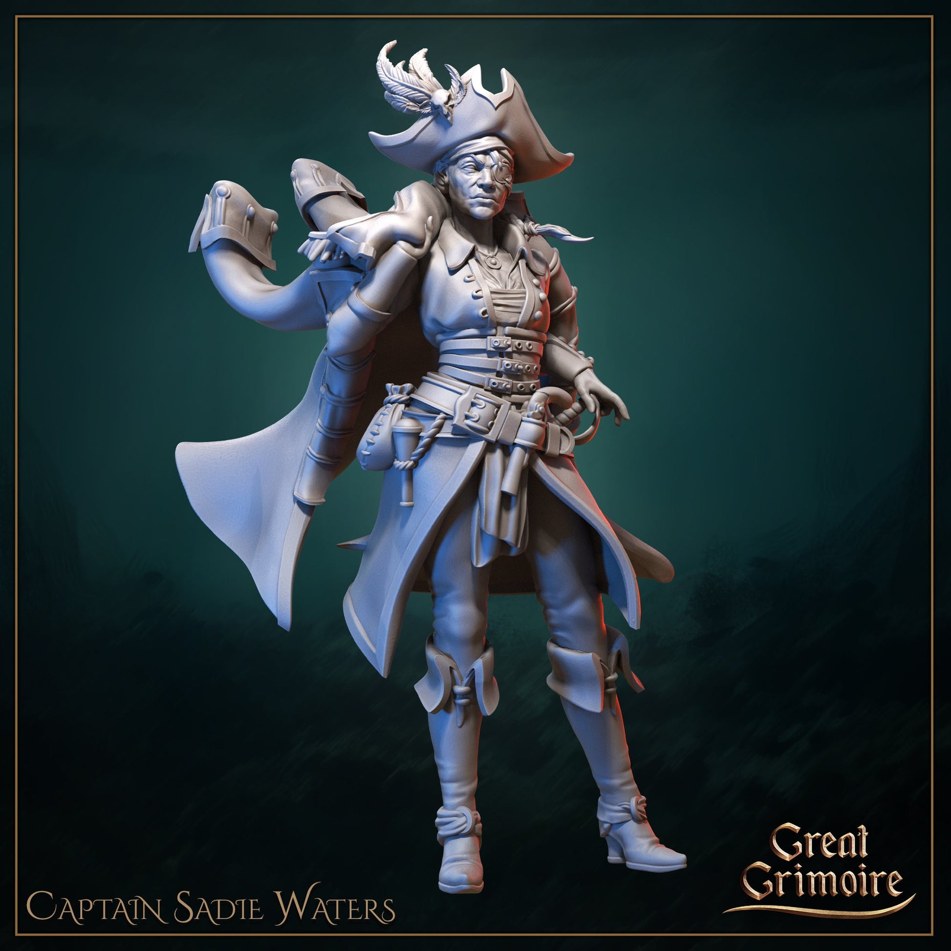 Captain Sadie Waters, Cursed Pirate | Gathering Storm | D&D Tabletop Miniature | Great Grimoire