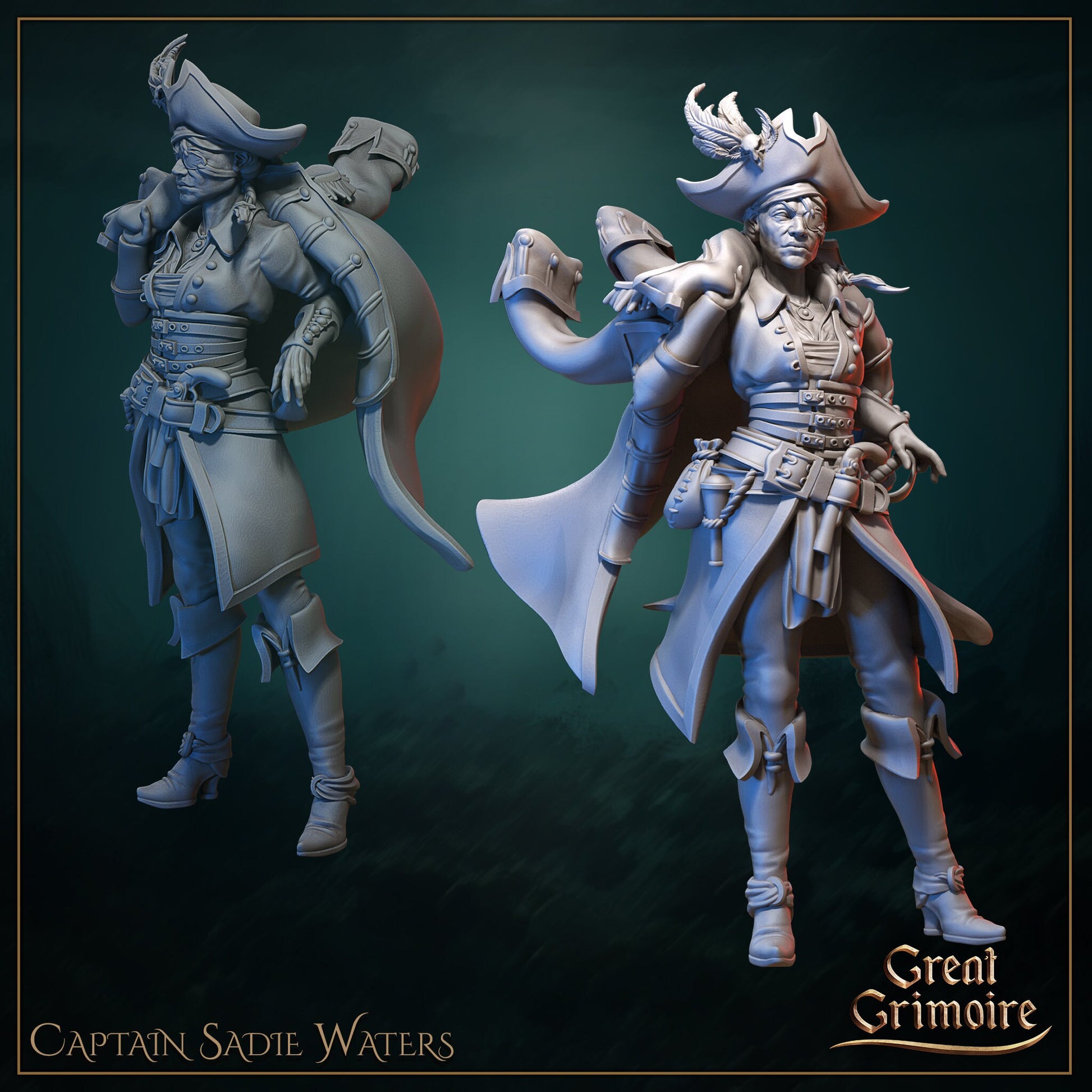 Captain Sadie Waters, Cursed Pirate | Gathering Storm | D&D Tabletop Miniature | Great Grimoire
