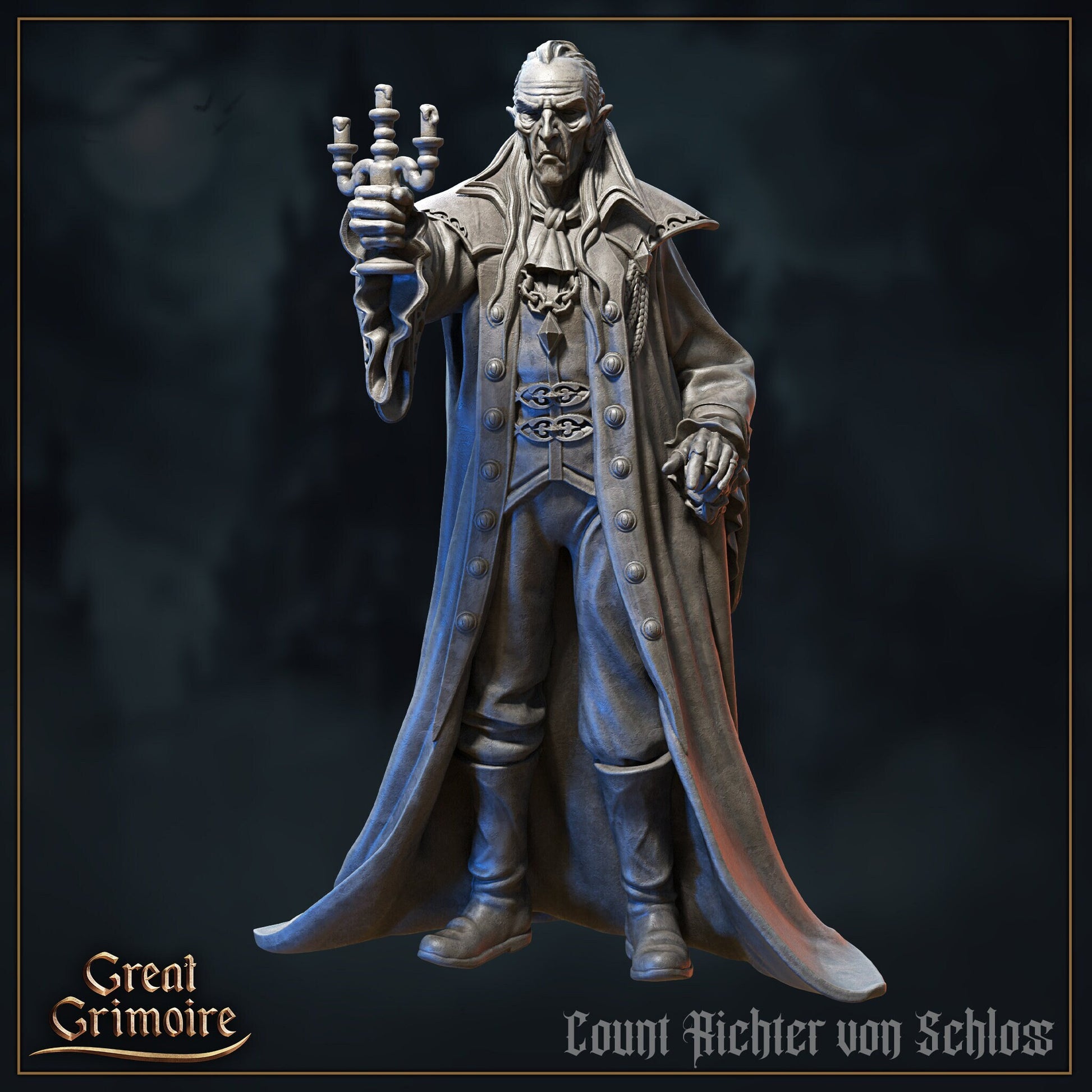 Count Richter von Schloss, Vampire Noble | Cursed in Stone | D&D Tabletop Miniature | Great Grimoire