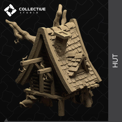 Hut, Witch, Fairy, Elf, Tree Forest | Solid, Not Playable Building | D&D Scatter Miniature | Collective Studio