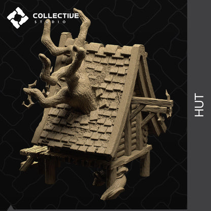 Hut, Witch, Fairy, Elf, Tree Forest | Solid, Not Playable Building | D&D Scatter Miniature | Collective Studio