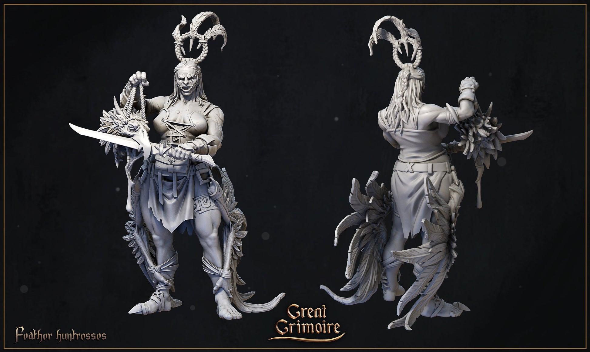 Feather Huntress | Curse of the Celestial Children | D&D Tabletop Miniature | Great Grimoire