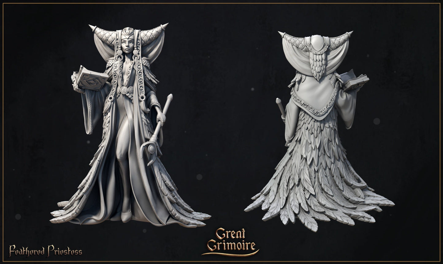 Feather Priestess | Curse of the Celestial Children | D&D Tabletop Miniature | Great Grimoire