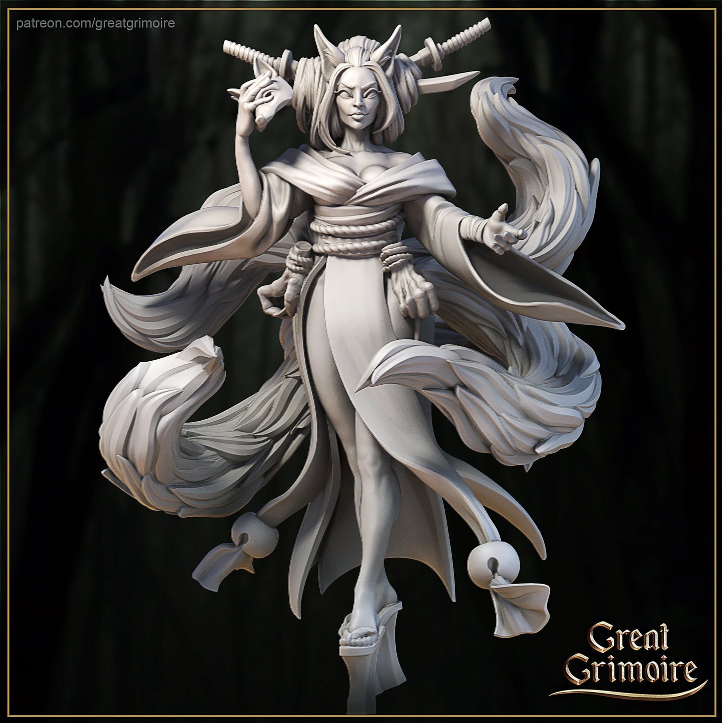 Kitsune, Blade of the Forest | Lost Shrine of the Damned | D&D TTRPG Miniature | Great Grimoire