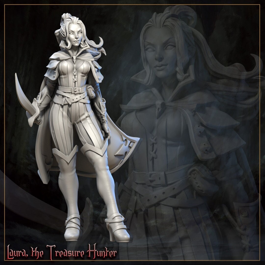 Laura, the Treasure Hunter | Horrors of the Underground | D&D Tabletop Miniature | Great Grimoire