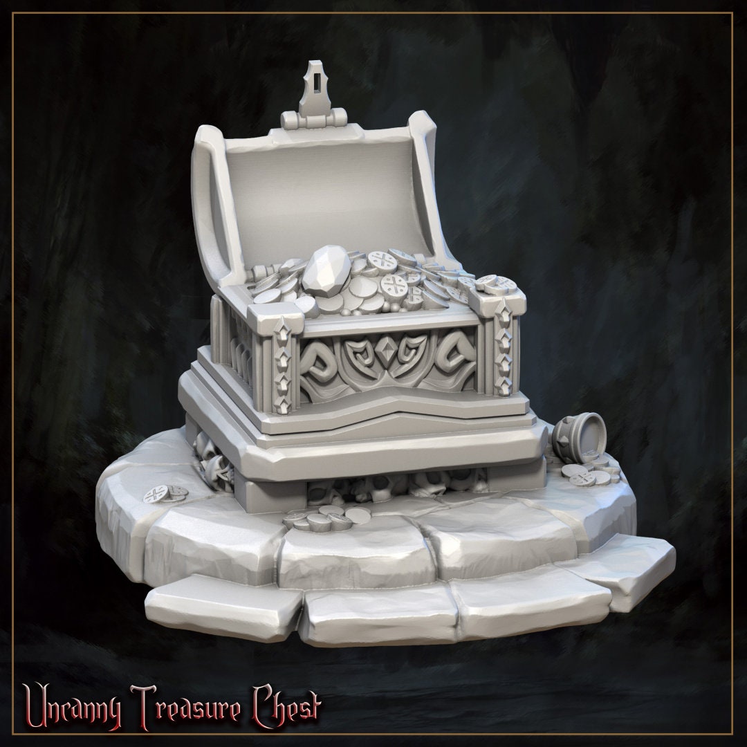 Laura, the Treasure Hunter and Uncanny Treasure Chest | 75mm Display, Garage Kit Miniature | Horrors of the Underground | Great Grimoire