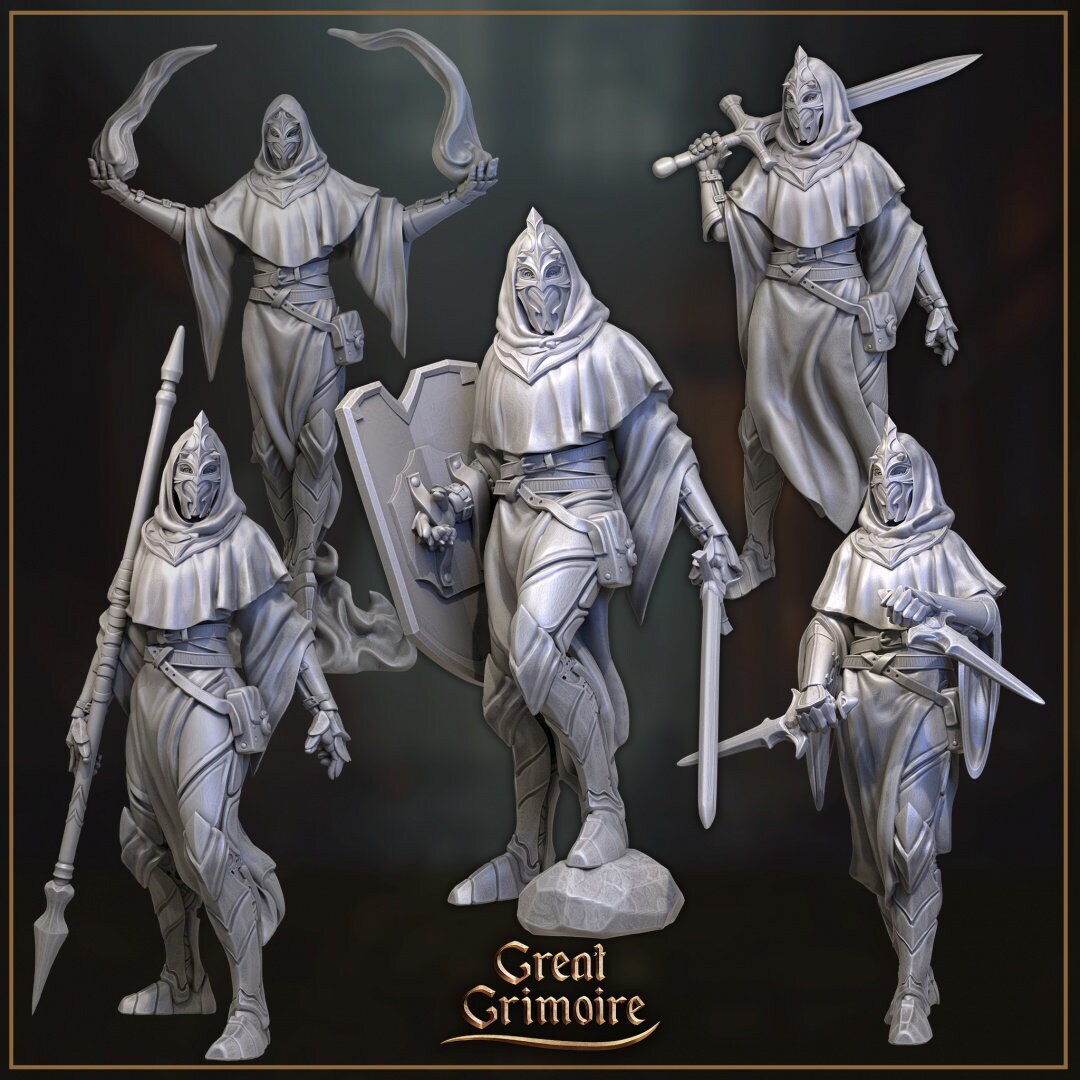 Marquise’s Guards, Masked Bodyguards | TABLETOP SCALE | D&D TTRPG Miniature | Great Grimoire