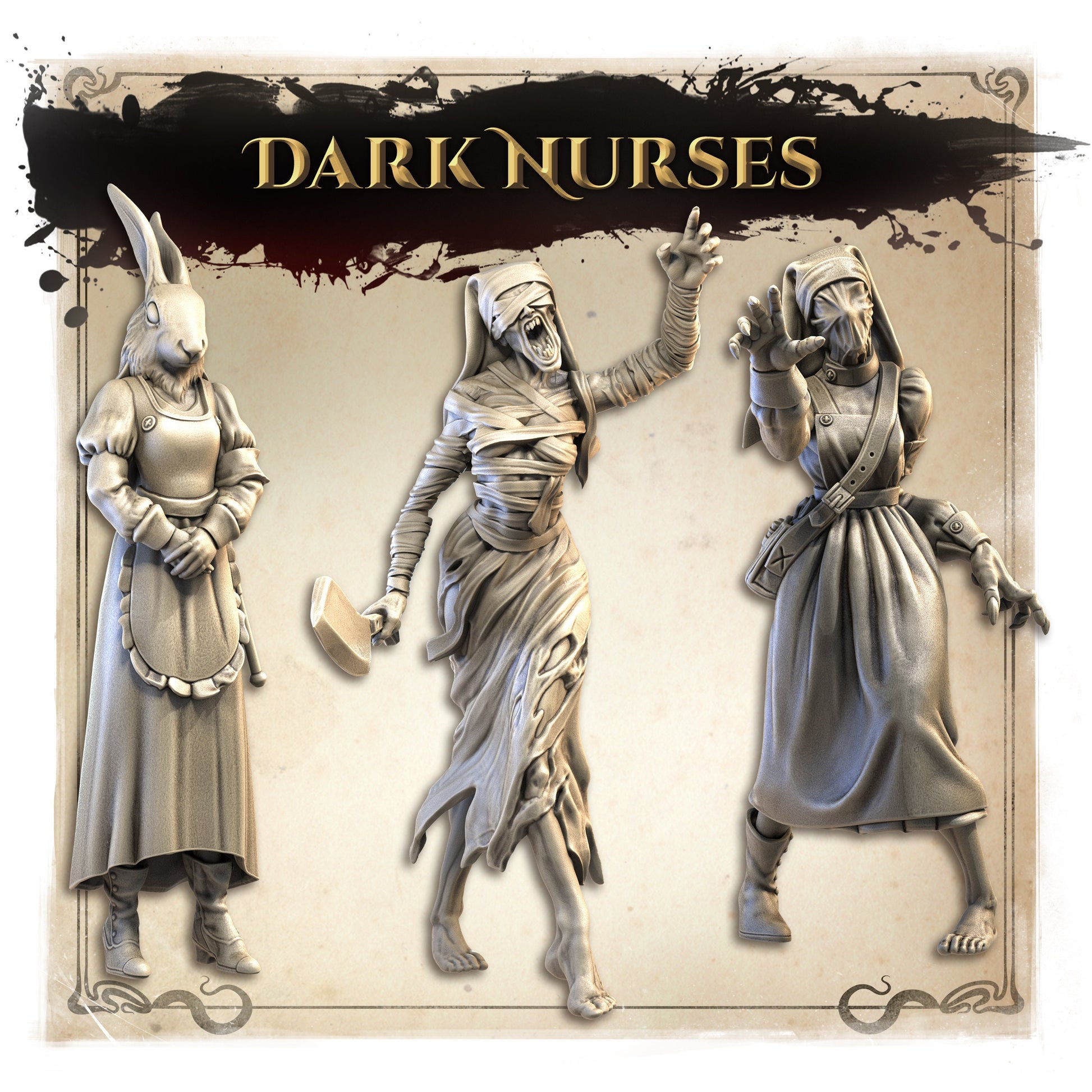 Nurses, Normal and Nightmare | Wicked Hills Asylum | D&D TTRPG Miniature | Great Grimoire