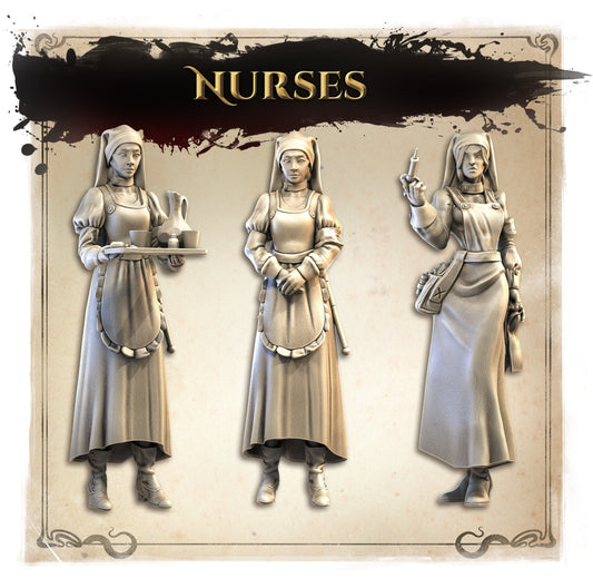 Nurses, Normal and Nightmare | Wicked Hills Asylum | D&D TTRPG Miniature | Great Grimoire