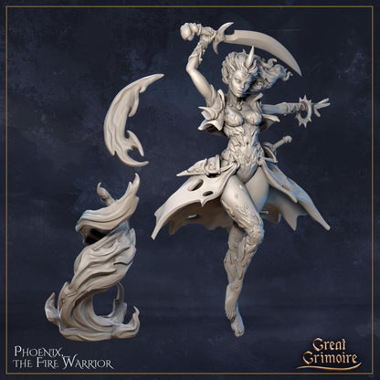 Phoenix, the Fire Warrior | Elemental Awakening | D&D Tabletop Miniature | Great Grimoire