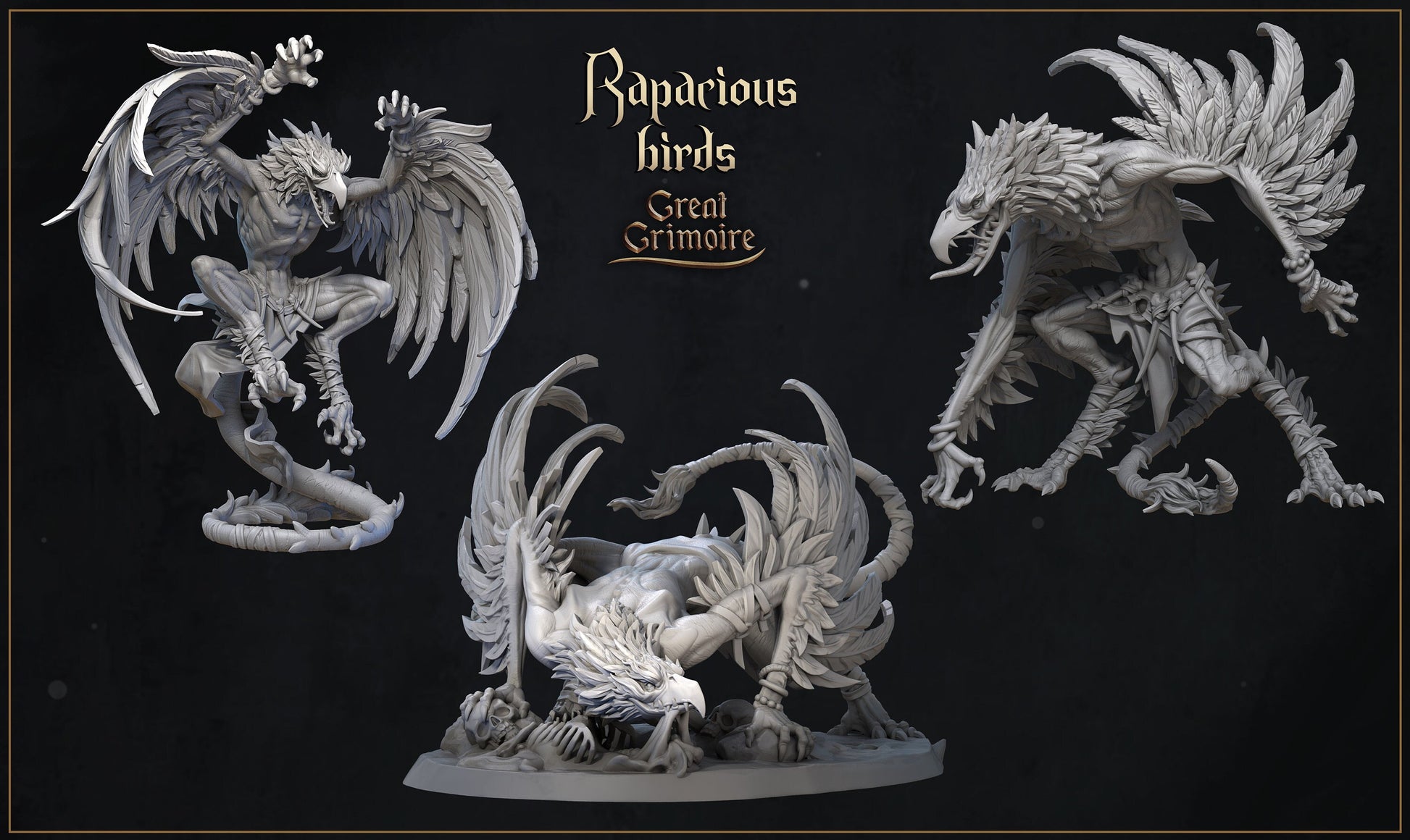 Rapacious Birds, Feathered Beasts | Curse of the Celestial Children | D&D Tabletop Miniature | Great Grimoire