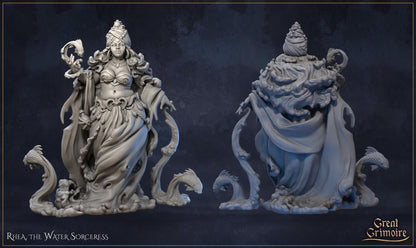 Rhea, the Water Sorceress | Elemental Awakening | D&D Tabletop Miniature | Great Grimoire