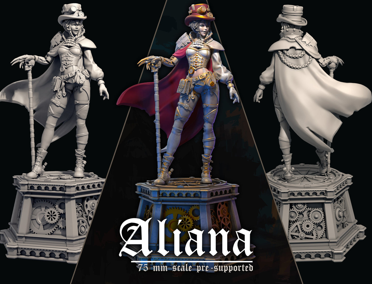 Aliana the Time Traveler, Steampunk | Tabletop or Display Scale | D&D TTRPG Fantasy Miniature | Dungeons and Maidens