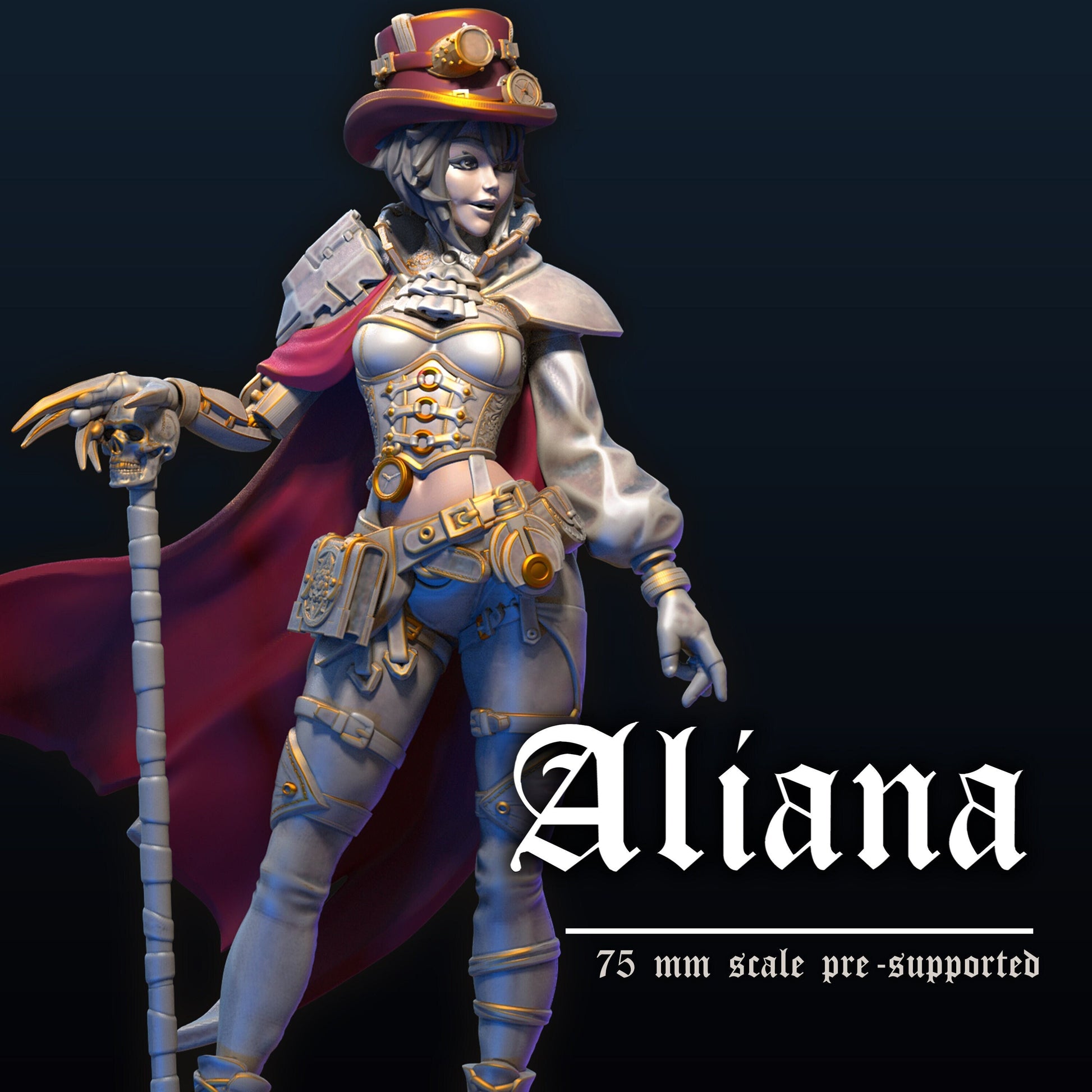 Aliana the Time Traveler, Steampunk | Tabletop or Display Scale | D&D TTRPG Fantasy Miniature | Dungeons and Maidens
