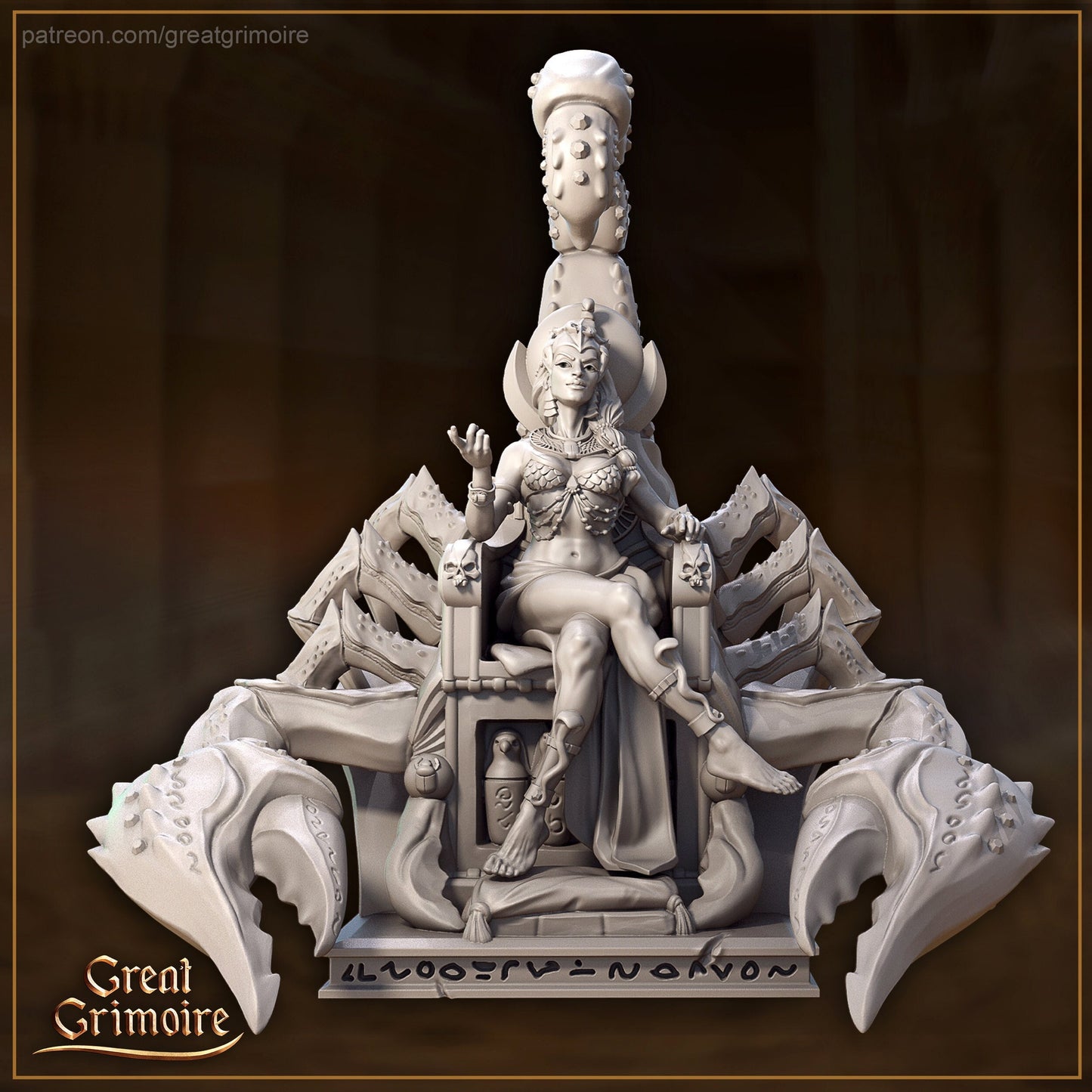 Selket on Scorpion Throne | Road to the Afterlife | Tabletop Gaming Miniature | Great Grimoire