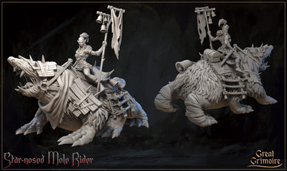 Star-Nosed Mole Riders | Horrors of the Underground | D&D Tabletop Miniature | Great Grimoire