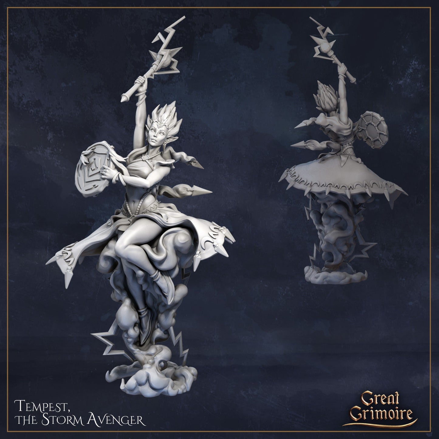 Tempest the Storm Avenger | Elemental Awakening | D&D Tabletop Miniature | Great Grimoire