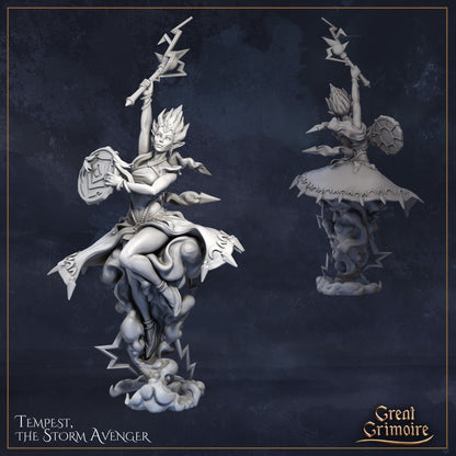 Tempest the Storm Avenger | Elemental Awakening | D&D Tabletop Miniature | Great Grimoire