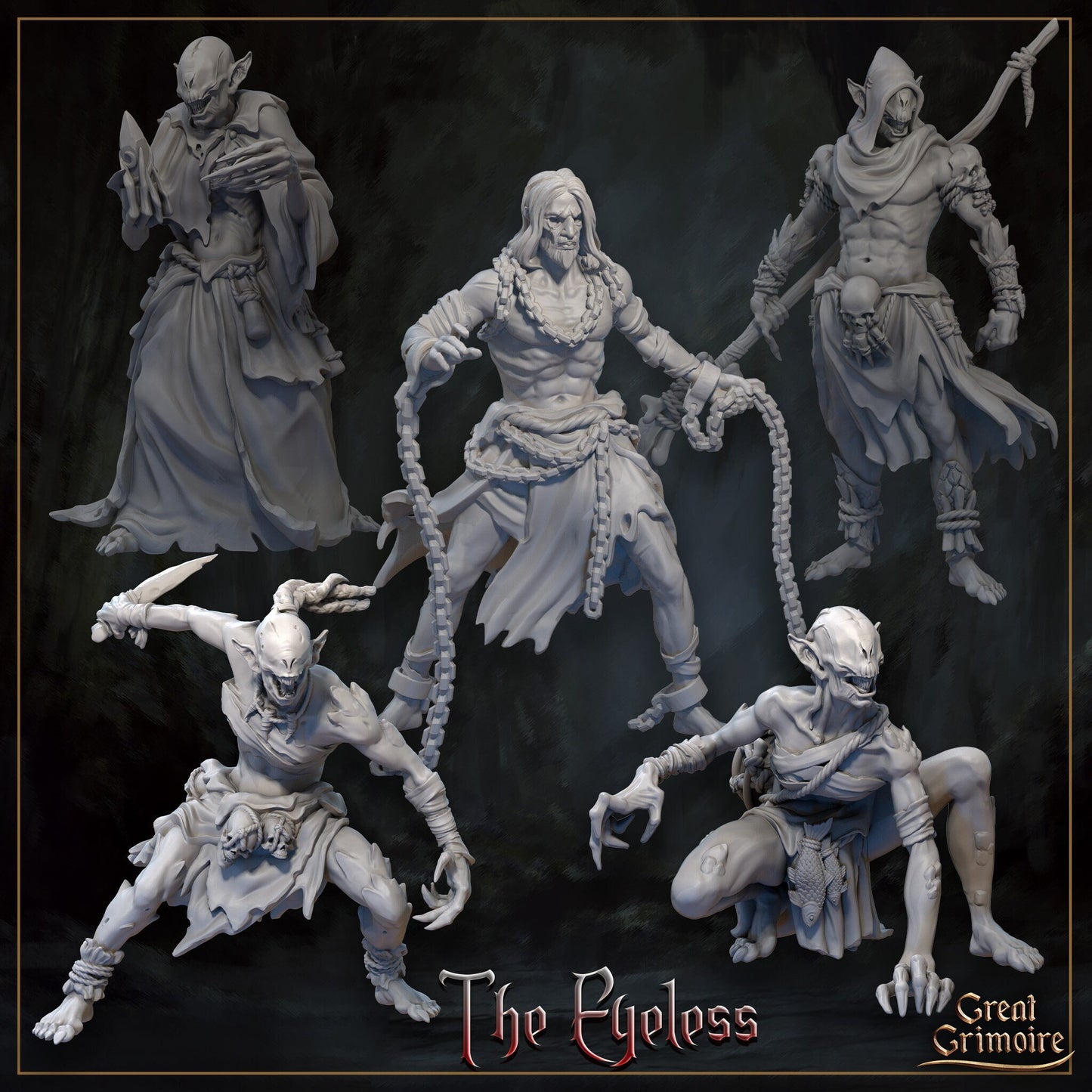 The Exiled and the Eyeless | Horrors of the Underground | D&D Tabletop Miniature | Great Grimoire
