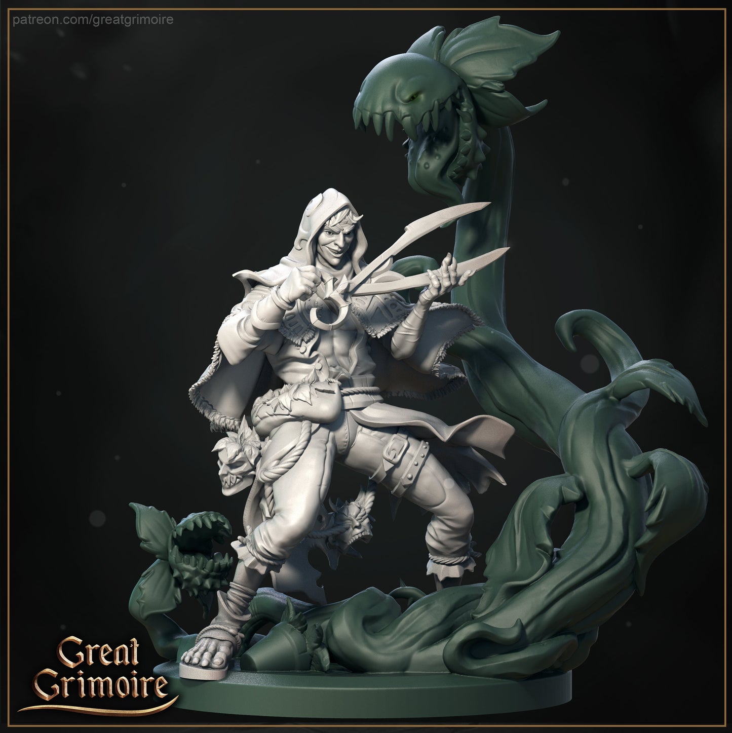 Twisted Herbalist With Carnivorous Plant | Lodge of the Dark Arts | Tabletop Gaming Miniature | Great Grimoire