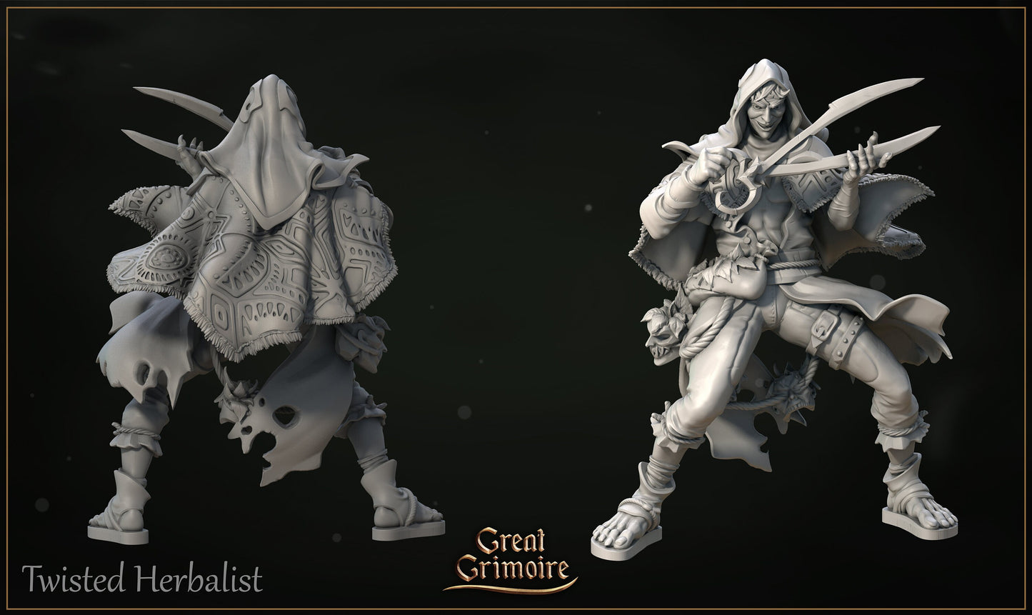 Twisted Herbalist With Carnivorous Plant | Lodge of the Dark Arts | Tabletop Gaming Miniature | Great Grimoire