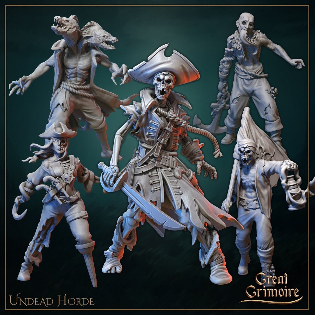 Undead Horde, Drowned Pirates | Gathering Storm | D&D Tabletop Miniature | Great Grimoire